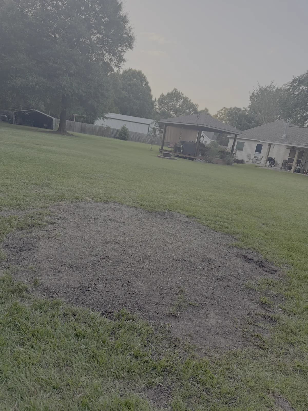 Yard leveled and cleaned up after stump grinding, ready for grass to fill back in